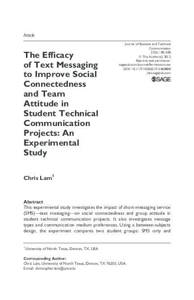 (PDF) The Efficacy of Text Messaging to Improve Social Connectedness ...