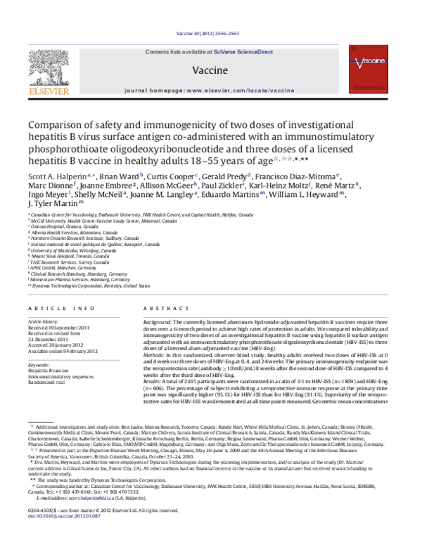 (PDF) Comparison of safety and immunogenicity of two doses of ...