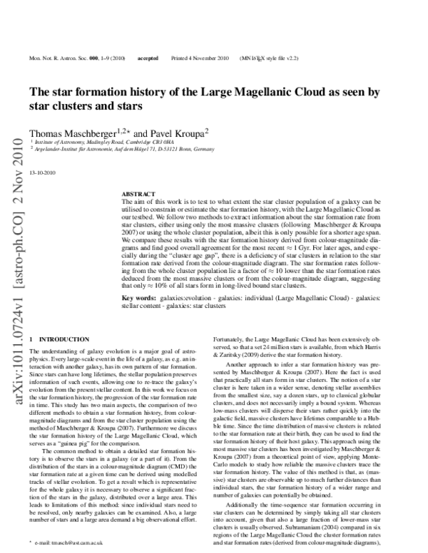 (PDF) The star formation history of the Large Magellanic Cloud star ...