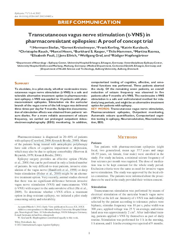 (PDF) Transcutaneous vagus nerve stimulation (t-VNS) in ...
