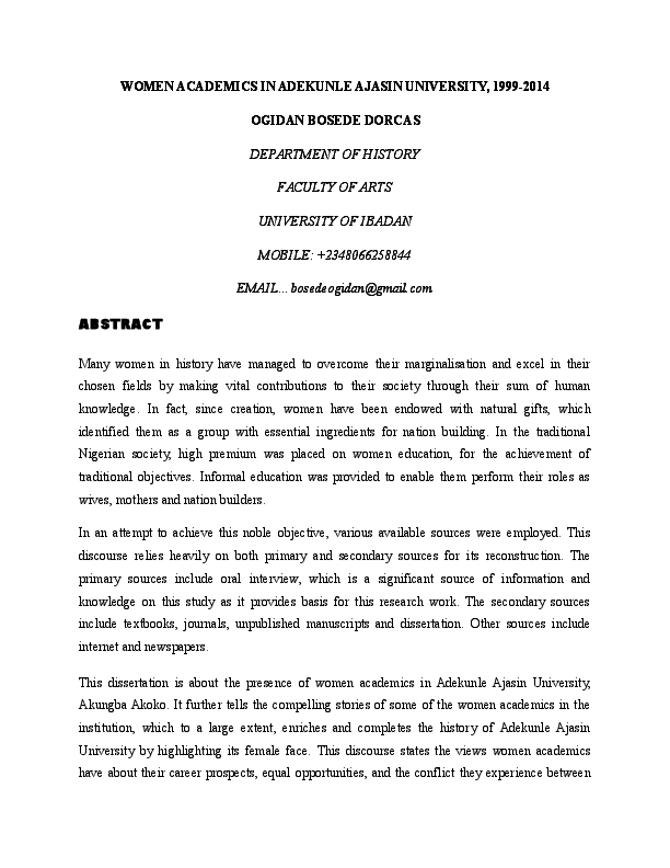 WOMEN AND THE ACADEMIA