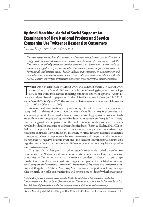 (PDF) Optimal Matching Model of Social Support: How Companies Use ...