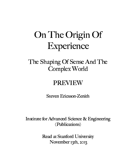 On The Origin Of Experience