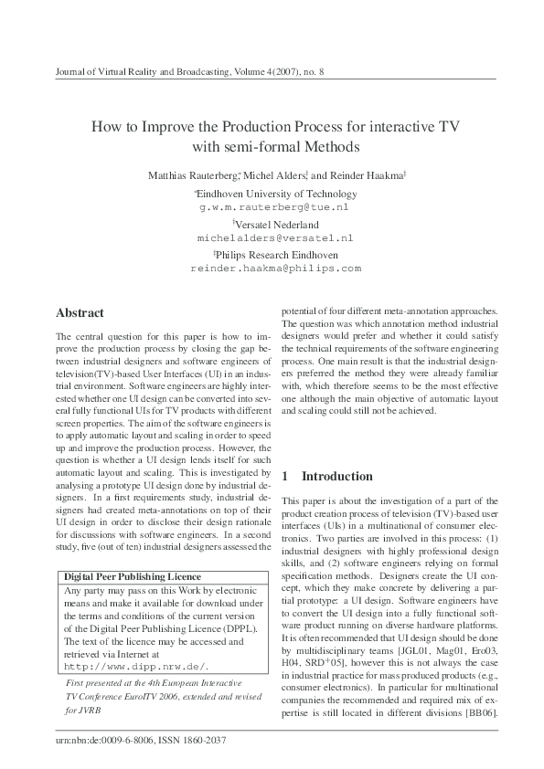 (PDF) How to Improve the Production Process for interactive TV with ...