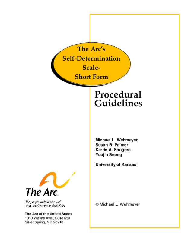 (PDF) The Arc's SelfDetermination ScaleShort Form Procedural