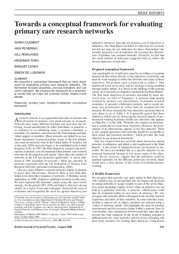 (PDF) Towards a conceptual framework for evaluating primary care ...