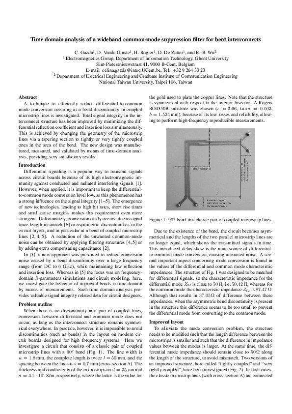 (PDF) Time domain analysis of a wideband common-mode suppression filter ...