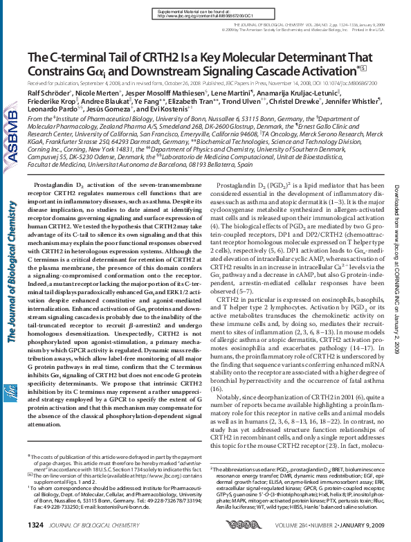 (PDF) The C-terminal Tail of CRTH2 Is a Key Molecular Determinant That ...