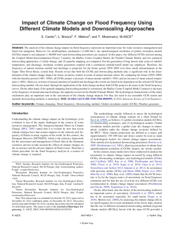 (PDF) Impact of Climate Change on Flood Frequency Using Different ...