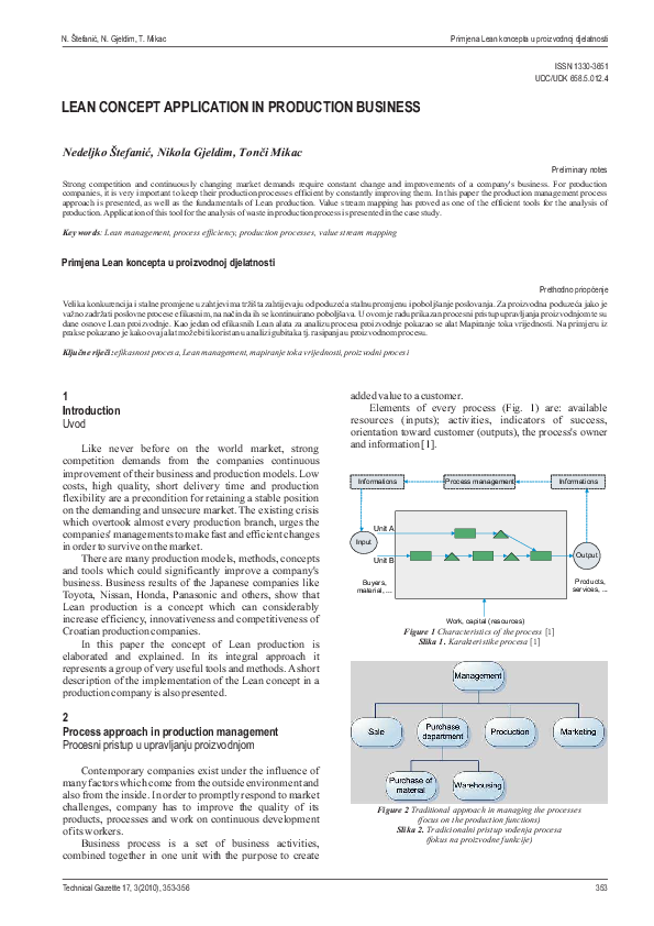 (PDF) Lean concept application in production business