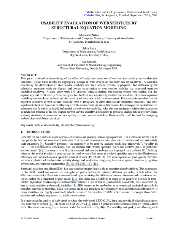 (PDF) Usability evaluation of web services by structural equation modeling