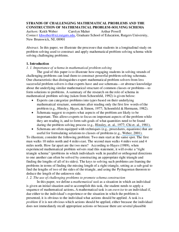 (PDF) Strands of challenging mathematical problems and the construction ...