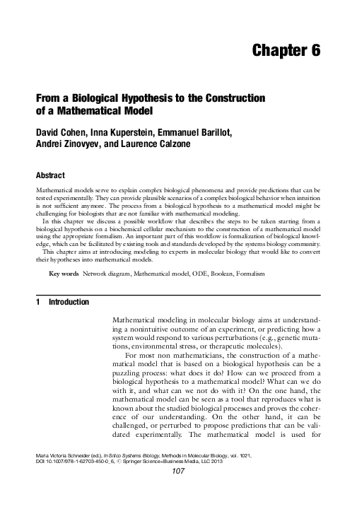 (PDF) From a Biological Hypothesis to the Construction of a ...