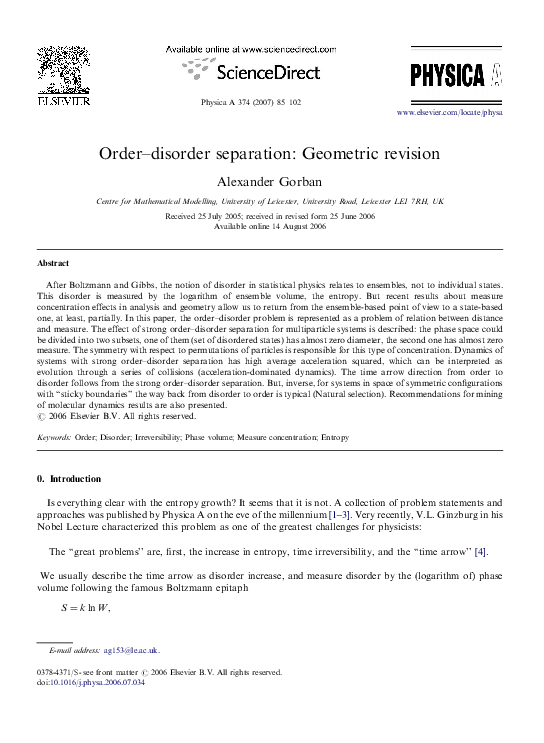 (PDF) Order-disorder separation: Geometric revision