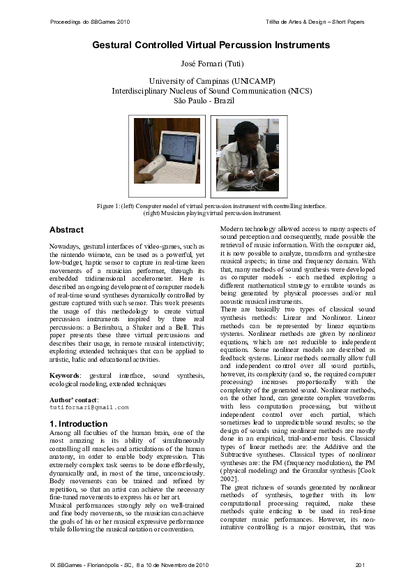 Gestural Controlled Virtual Percussion Instruments