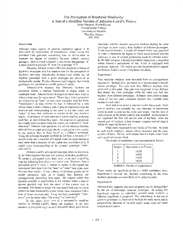 (PDF) The perception of rhythmic similarity: A test of a modified ...