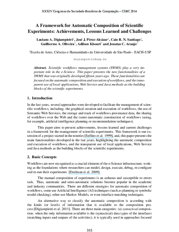 (PDF) A Framework for Automatic Composition of Scientific Experiments ...