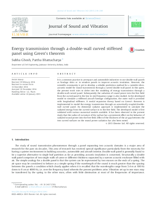 (PDF) Energy transmission through a double-wall curved stiffened panel ...