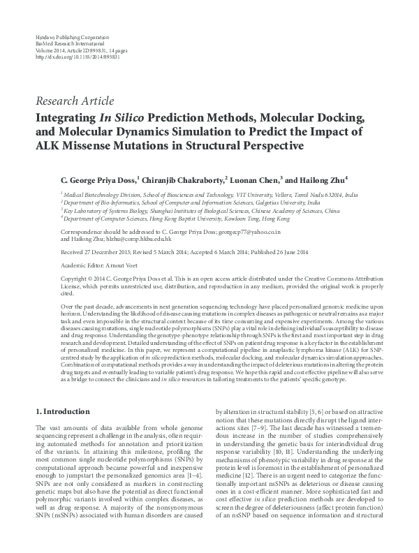 (PDF) Integrating In Silico Prediction Methods, Molecular Docking, and ...