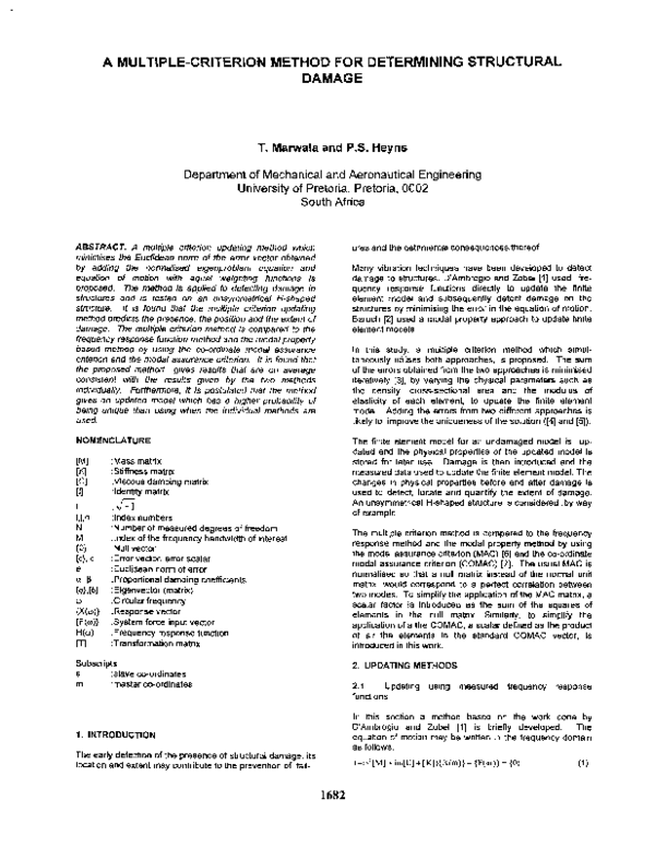 (PDF) Multiple-Criterion Method for Determining Structural Damage