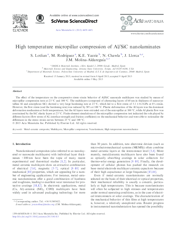 (PDF) High temperature micropillar compression of Al/SiC nanolaminates
