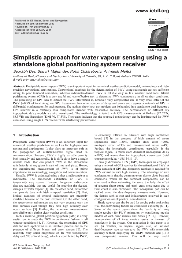 (PDF) Simplistic approach for water vapour sensing using a standalone