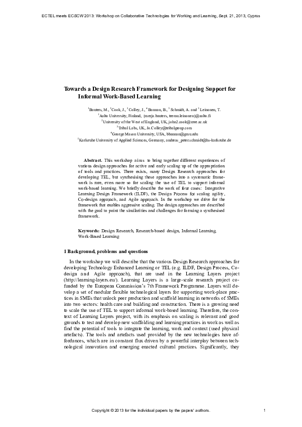 (PDF) Towards a Design Research Framework for Designing Support ...