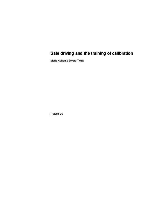 (PDF) Safe driving and the training of calibration