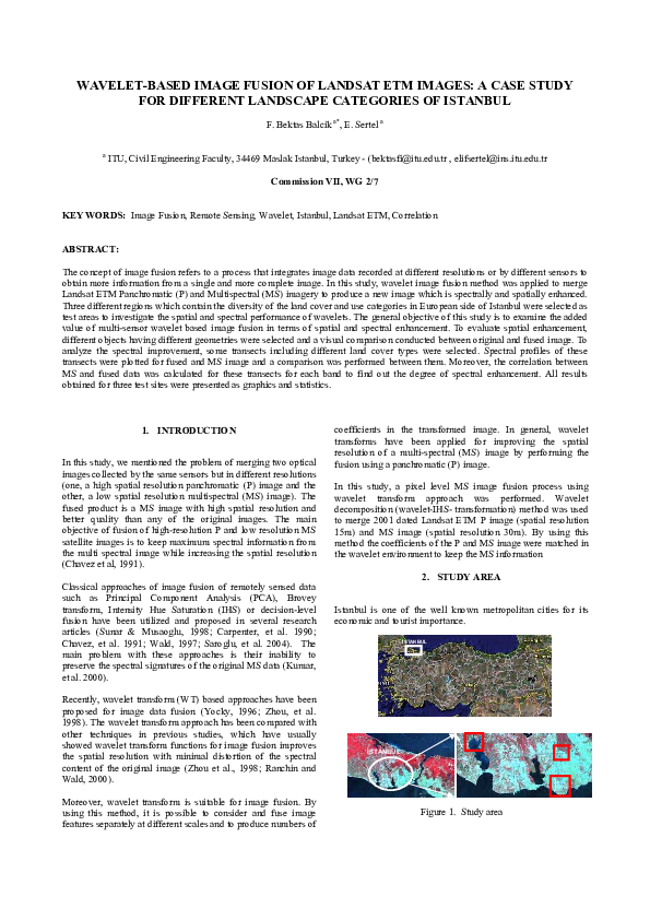 (PDF) WAVELET-BASED IMAGE FUSION OF LANDSAT ETM IMAGES: A CASE STUDY ...