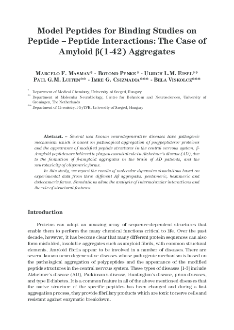 (PDF) Model Peptides for Binding Studies on Peptide ± Peptide ...