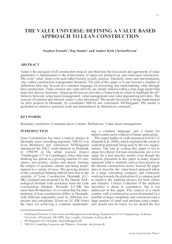 (PDF) The value universe: defining a value based approach to lean ...