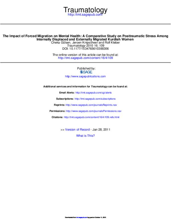 (PDF) The impact of forced migration on mental health: A comparative ...