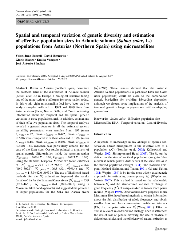 (PDF) Spatial and temporal variation of genetic diversity and ...