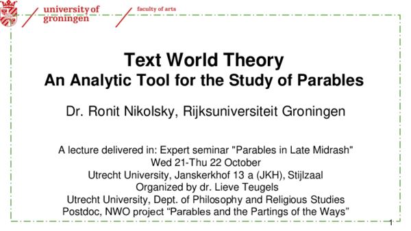 (PDF) Text World Theory: An Analytic Tool for the Study of Parables