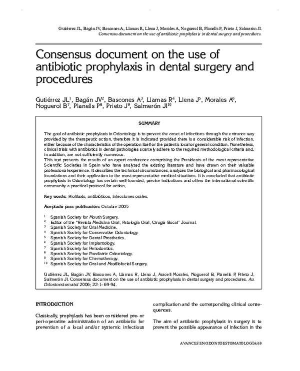 (PDF) Consensus document on the use of antibiotic prophylaxis in dental ...