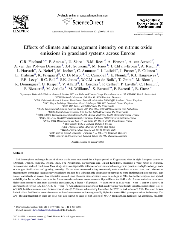 (PDF) Effects of climate and management intensity on nitrous oxide ...