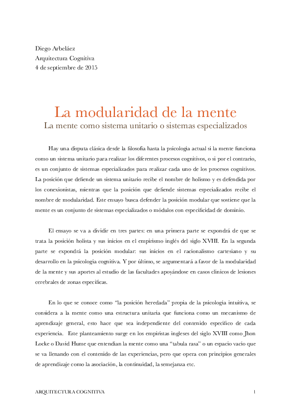 (PDF) Modularidad de la mente Diego Arbelaez Academia.edu