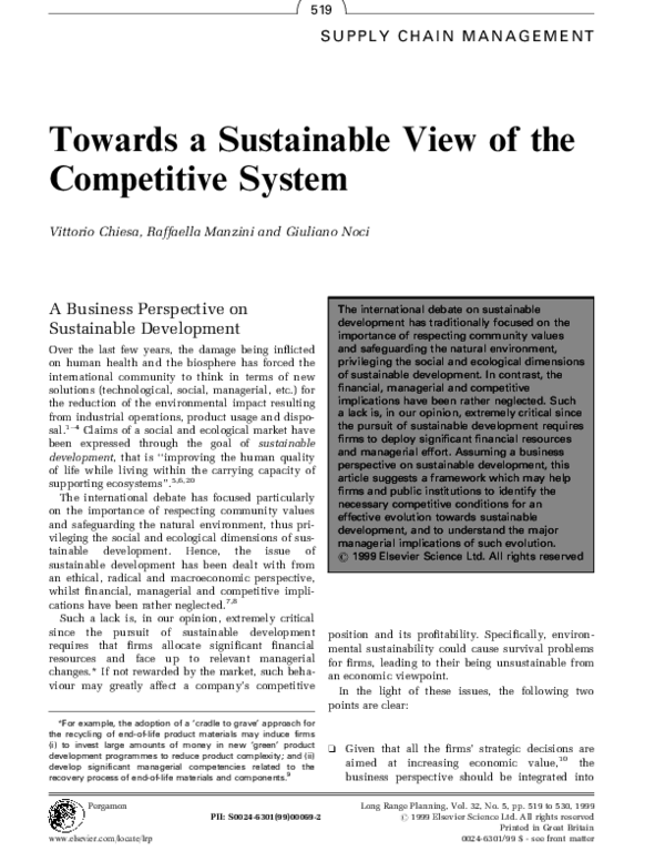 (PDF) Towards a sustainable view of the competitive system