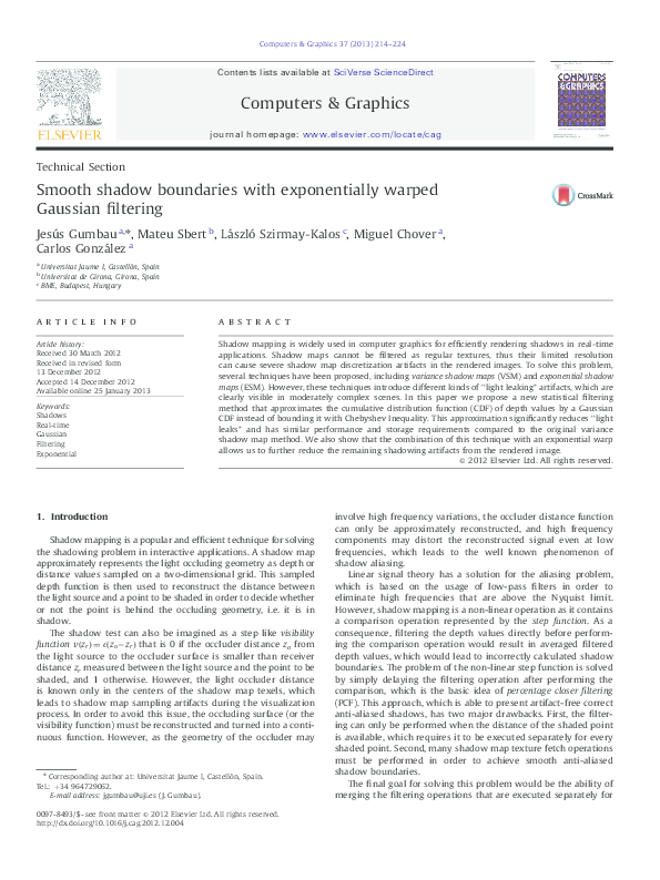 (PDF) Smooth shadow boundaries with exponentially warped Gaussian filtering