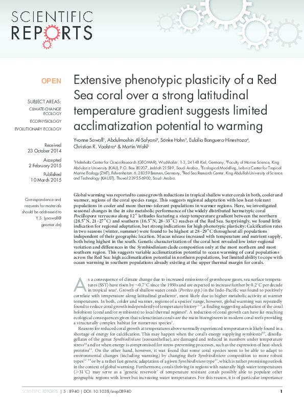 (PDF) Extensive phenotypic plasticity of a Red Sea coral over a strong ...