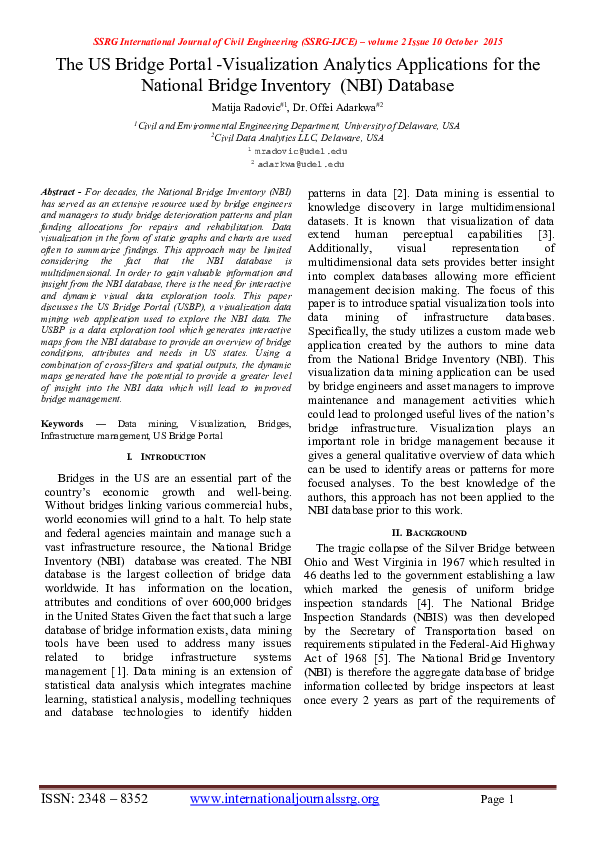 (PDF) The US Bridge Portal Visualization Analytics Applications for