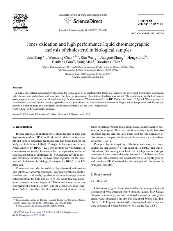 (PDF) High performance liquid chromatography of oxygenated cholesterols