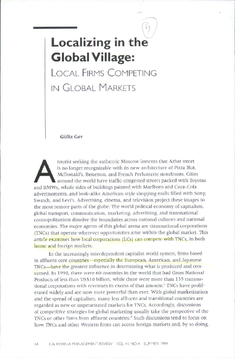 (PDF) Localizing in the Global Village: Local Firms Competing in Global ...