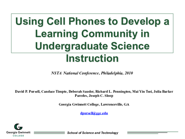 (PDF) Using Cell Phones to Develop a Learning Community in ...