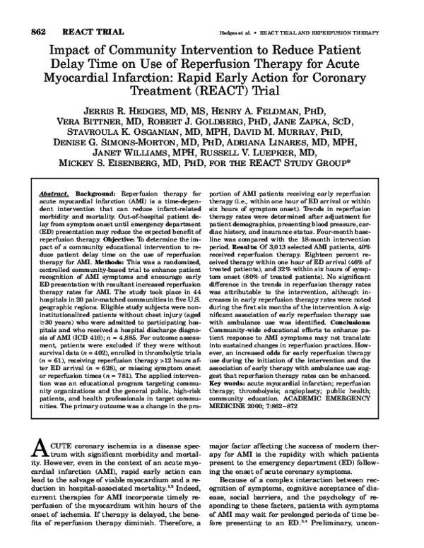 (PDF) Impact of Community Intervention to Reduce Patient Delay Time on ...