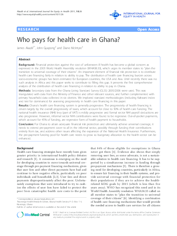 (PDF) Who pays for health care in Ghana? John Gyapong Academia.edu