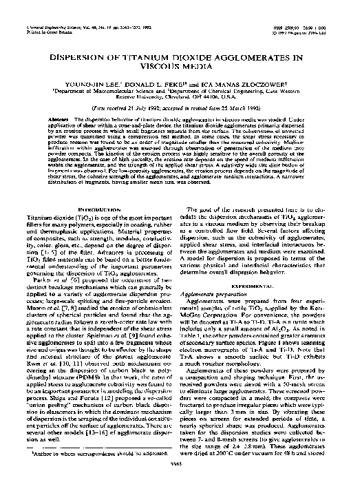 Dispersion of titanium dioxide agglomerates in viscous media