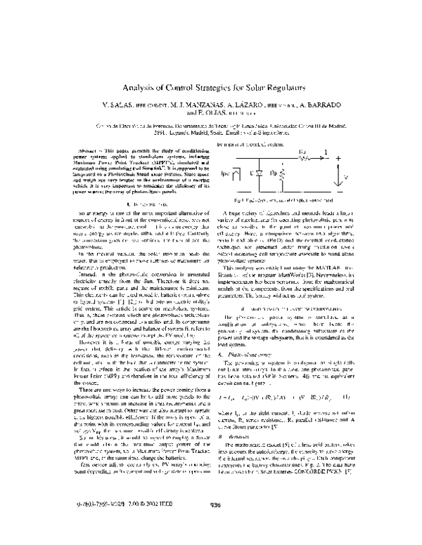 (PDF) Analysis of control strategies for solar regulators