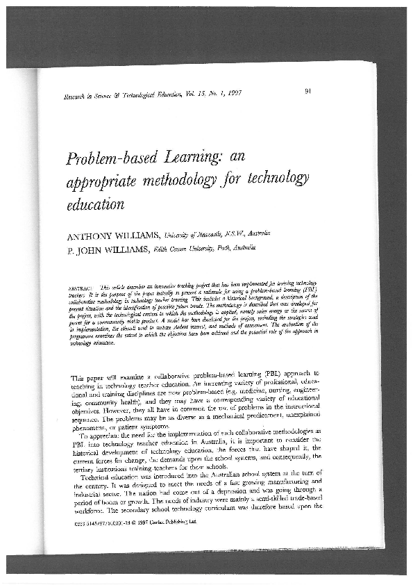 (PDF) Problem‐based Learning: an appropriate methodology for technology ...