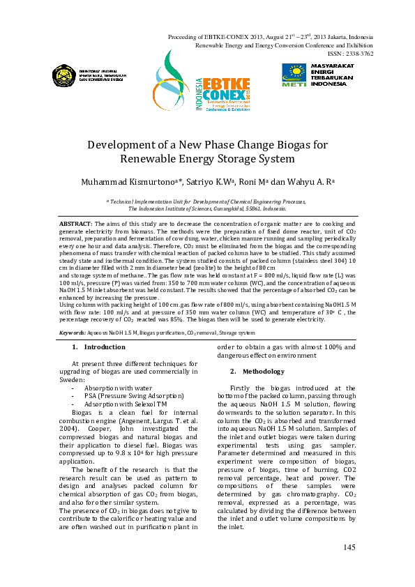 (PDF) Development of a New Phase Change Biogas for Renewable Energy ...